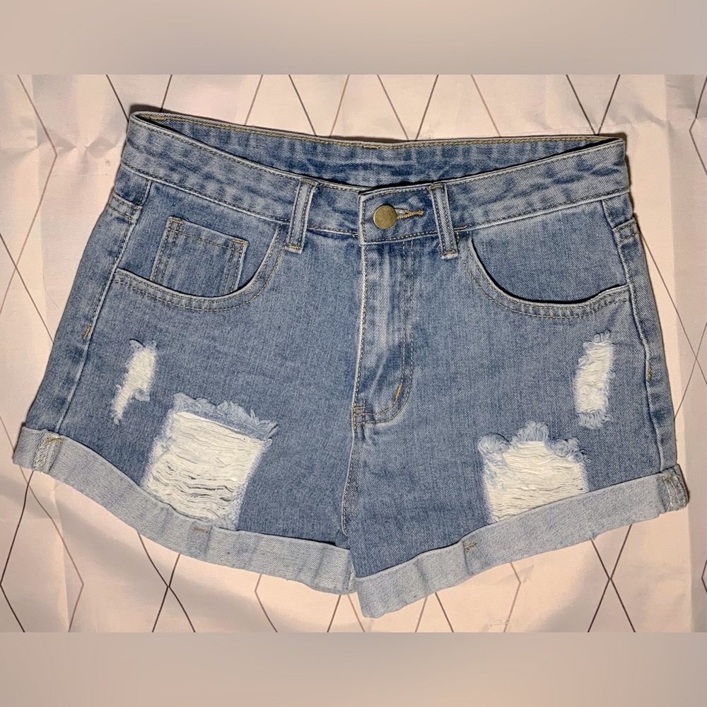 High Waisted Ripped Denim Shorts✨